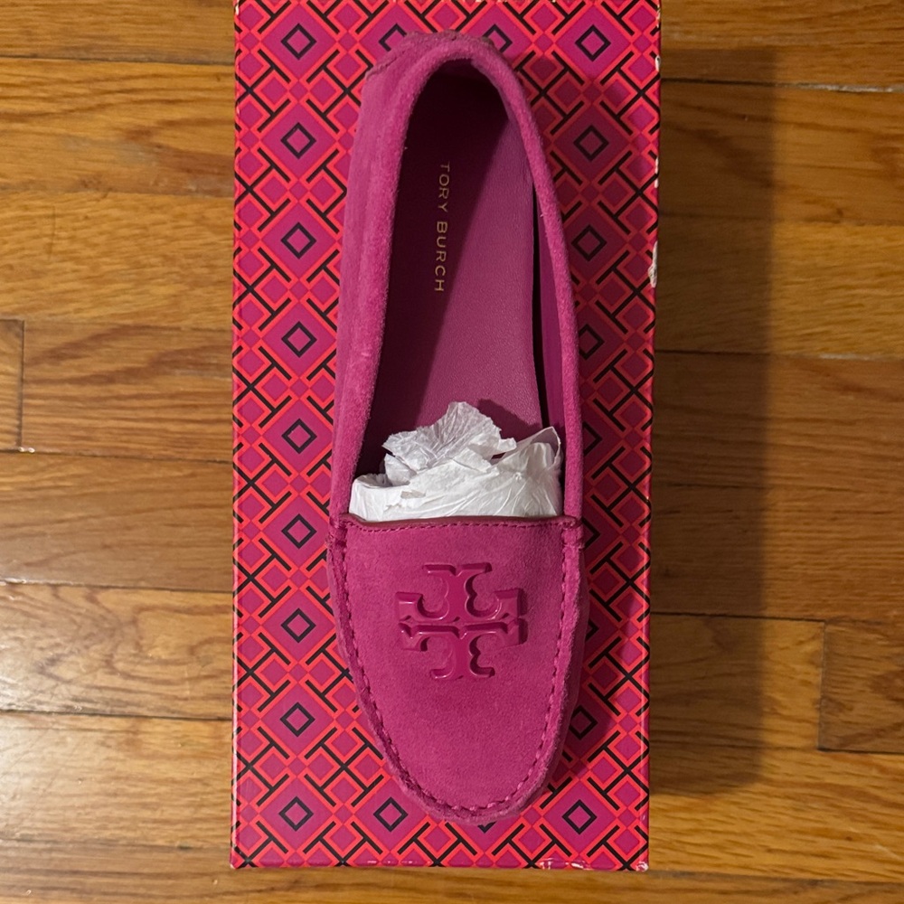 Tory Burch Fuchsia Suede Loafers